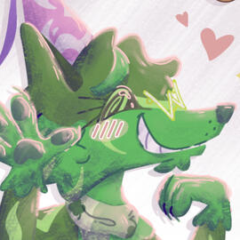 PRETTY PRINCESS GREEN WOLF (Animal Jam avatar)